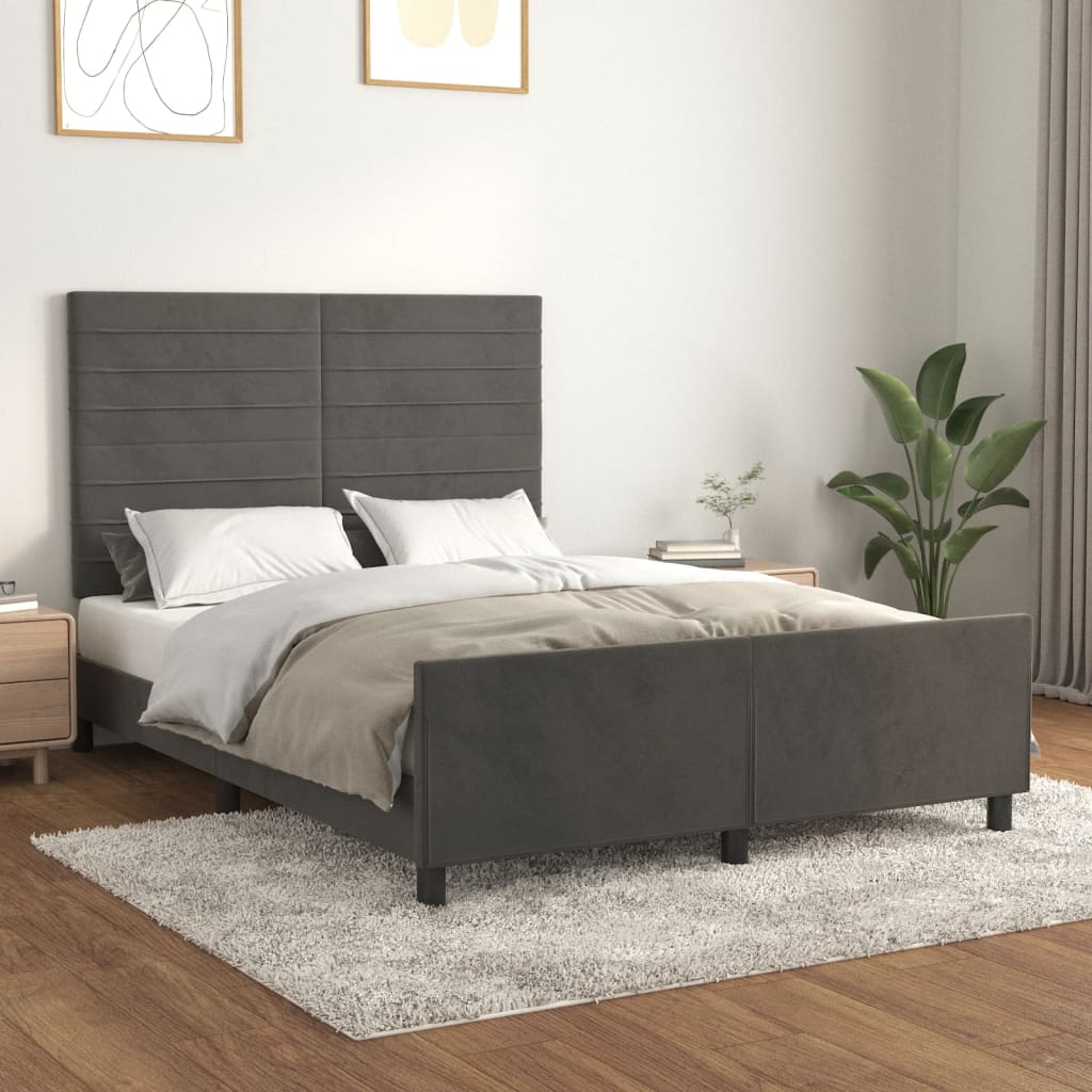 vidaXL Estructura de cama sin colchón terciopelo gris oscuro 140x200cm