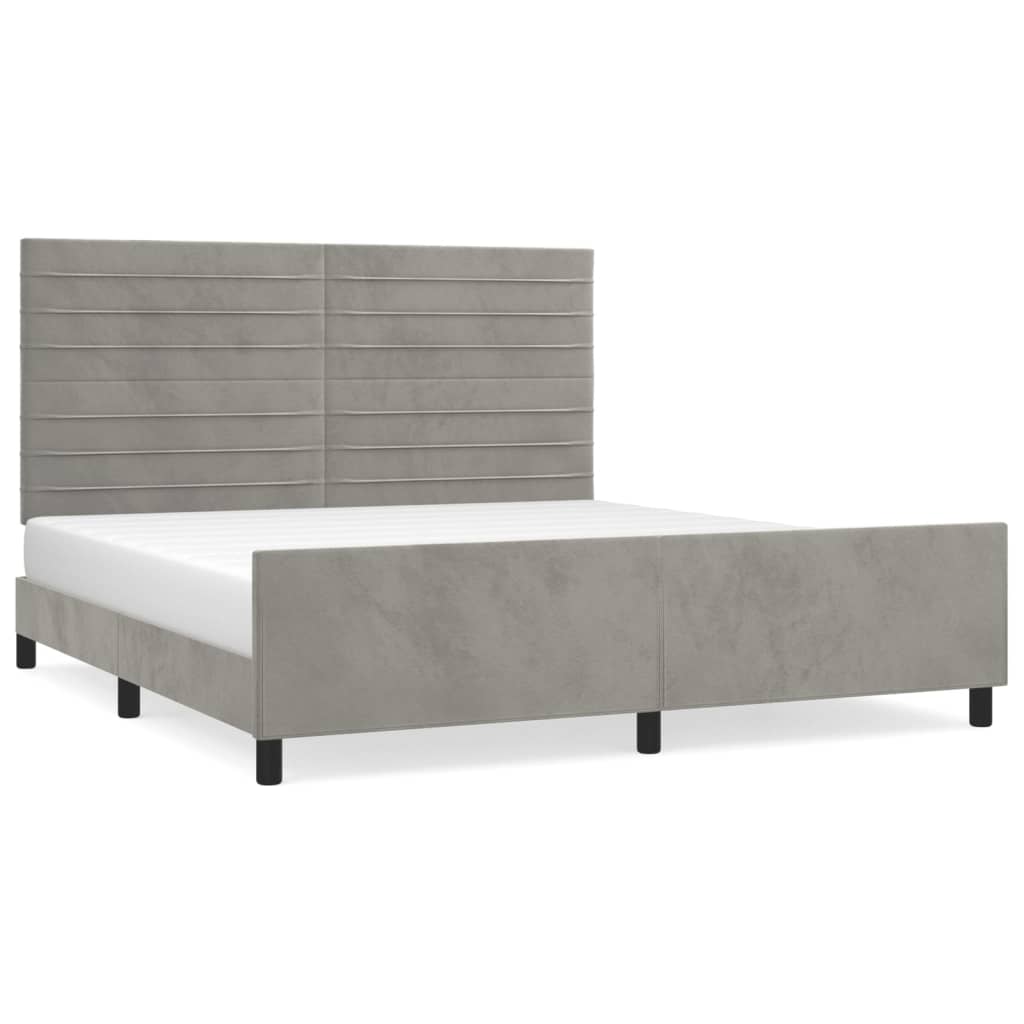 vidaXL Estructura de cama con cabecero terciopelo gris claro 180x200cm