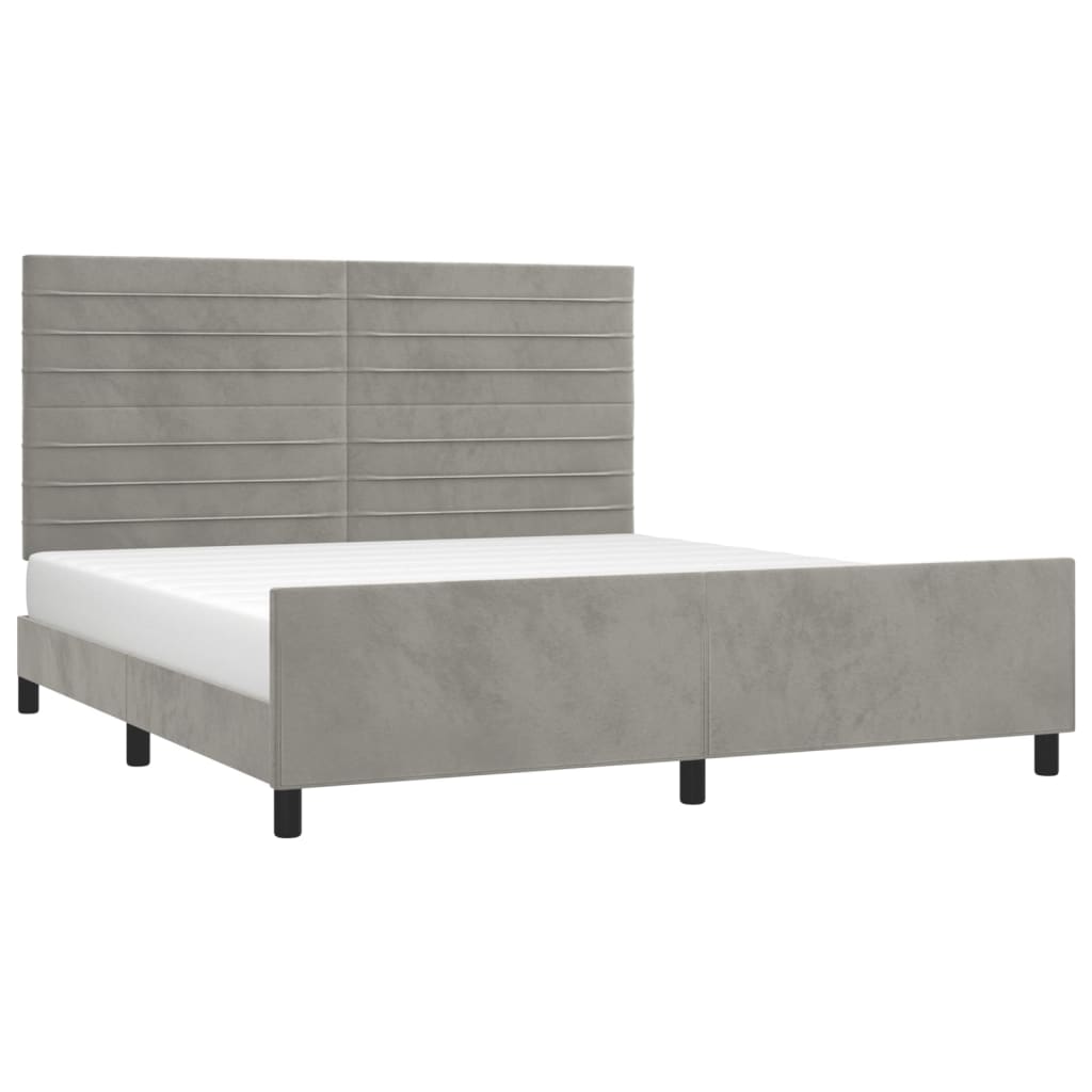 vidaXL Estructura de cama con cabecero terciopelo gris claro 180x200cm