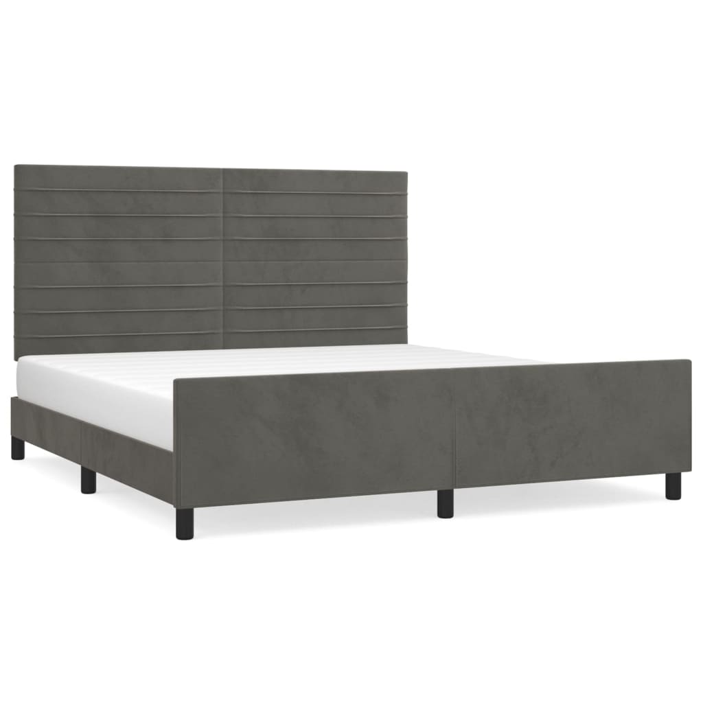 vidaXL Estructura cama con cabecero terciopelo gris oscuro 180x200 cm