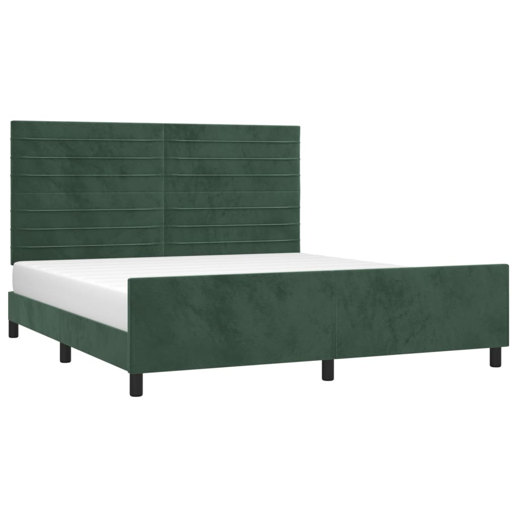 vidaXL Estructura cama con cabecero terciopelo verde oscuro 180x200 cm