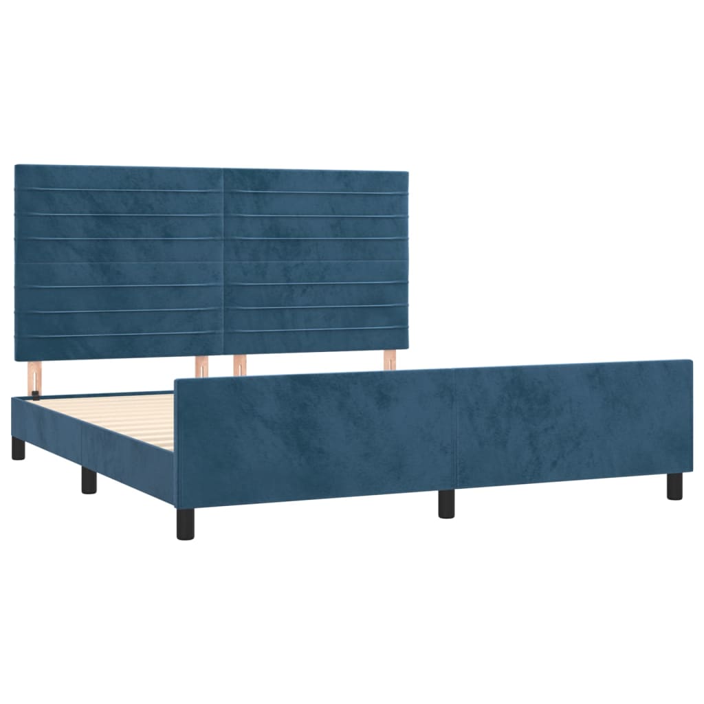 vidaXL Estructura cama con cabecero terciopelo azul oscuro 180x200 cm