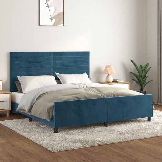 vidaXL Estructura cama con cabecero terciopelo azul oscuro 180x200 cm