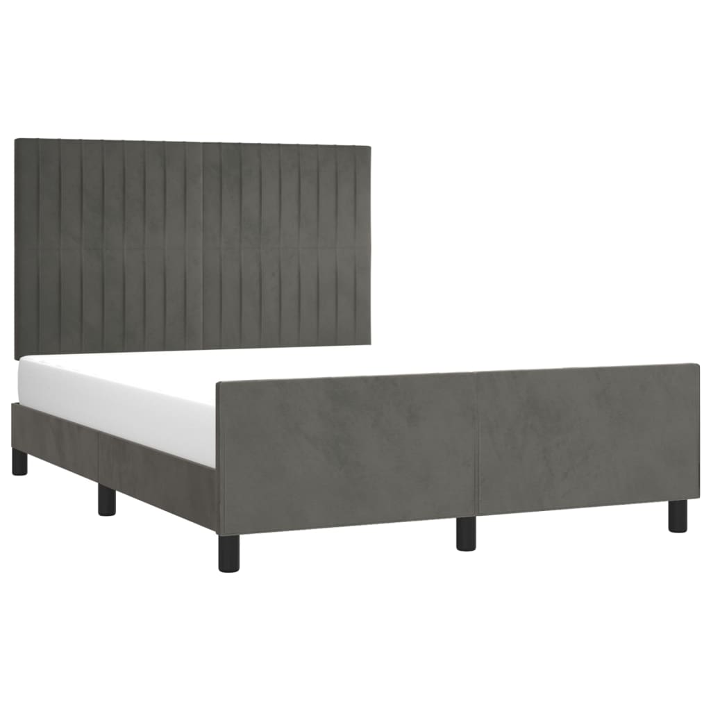 vidaXL Estructura de cama sin colchón terciopelo gris oscuro 140x190cm