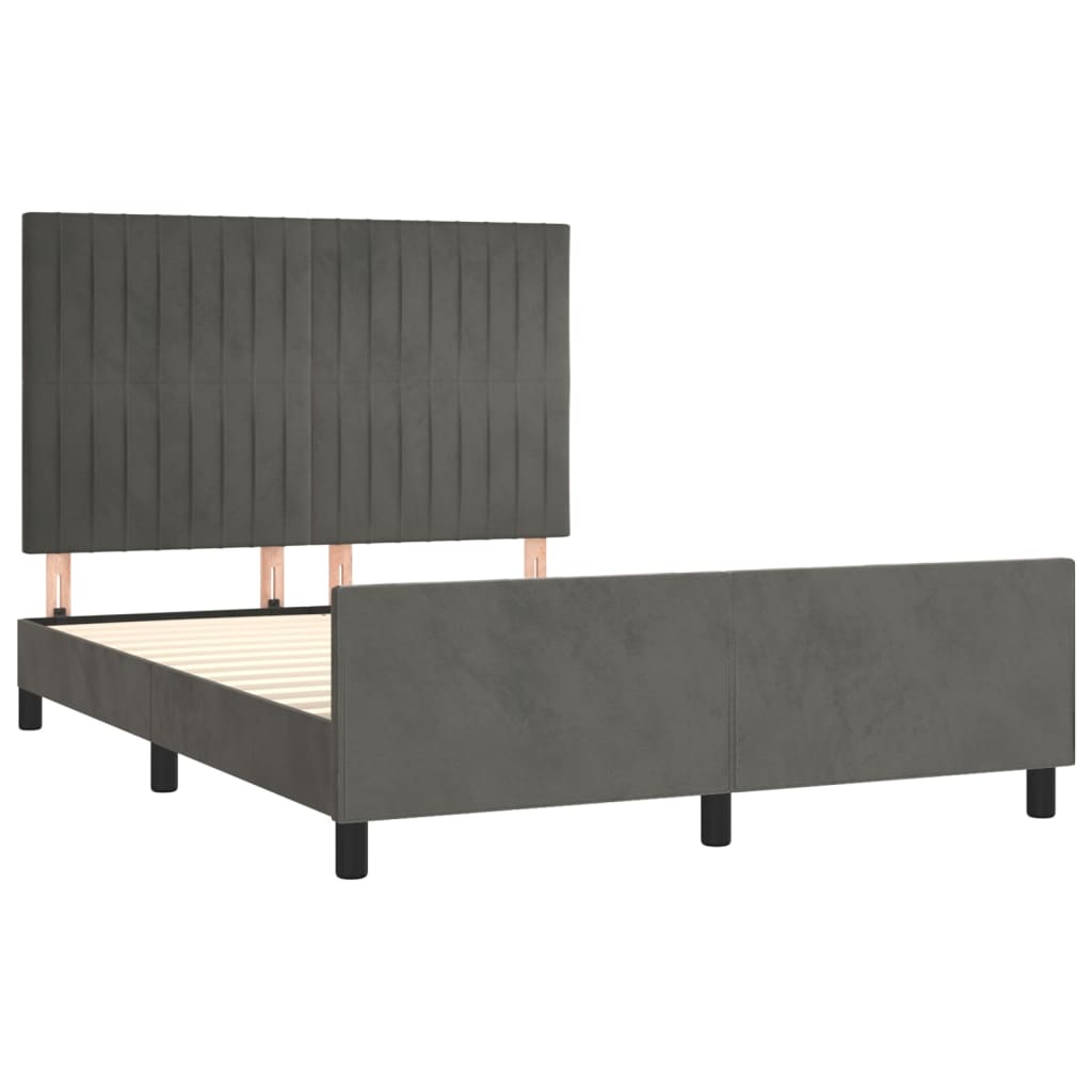 vidaXL Estructura de cama sin colchón terciopelo gris oscuro 140x190cm