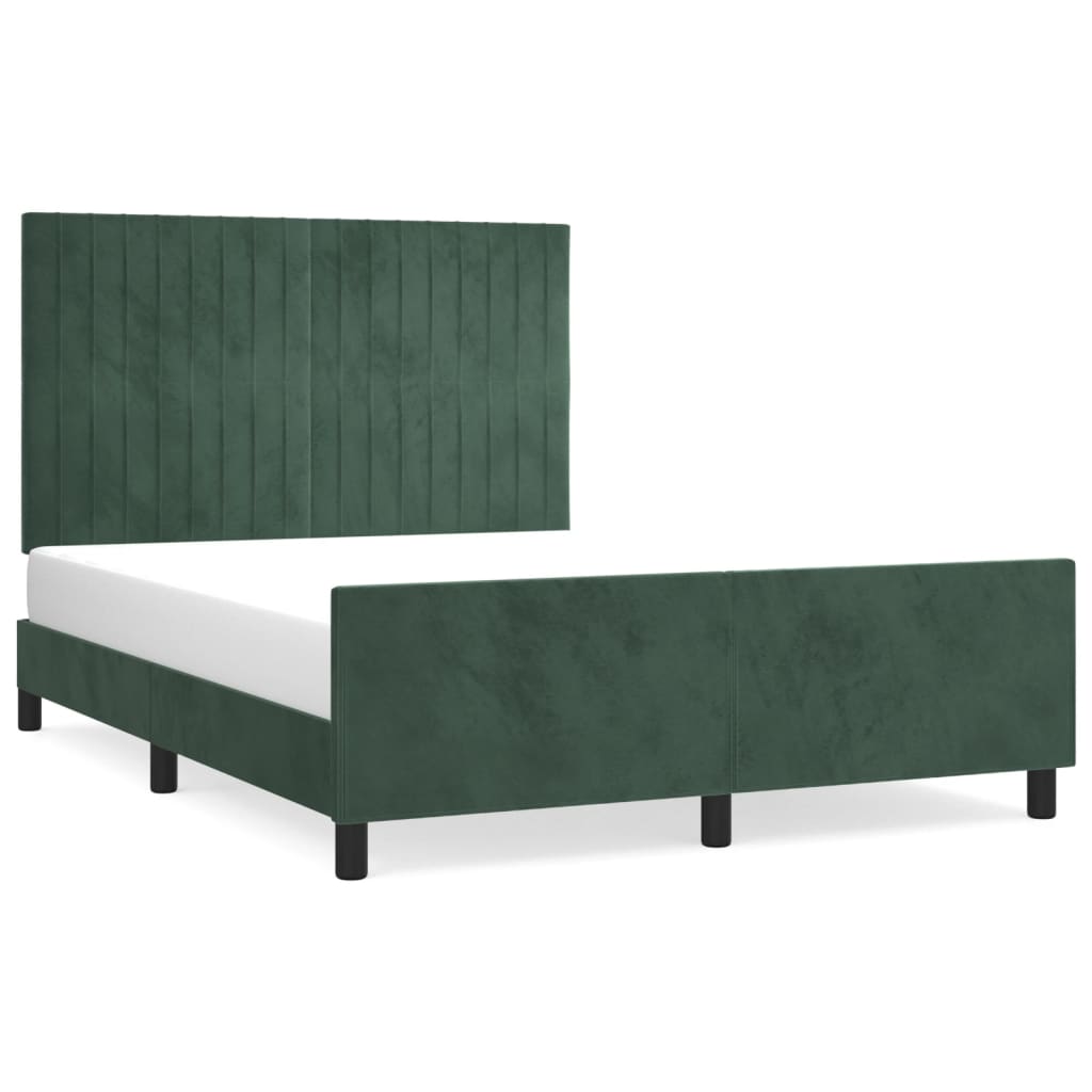 vidaXL Estructura cama sin colchón terciopelo verde oscuro 140x190 cm