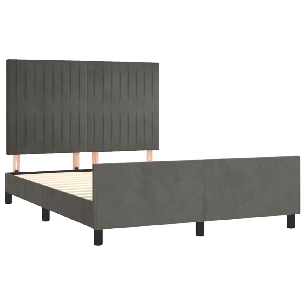 vidaXL Estructura de cama sin colchón terciopelo gris oscuro 140x200cm