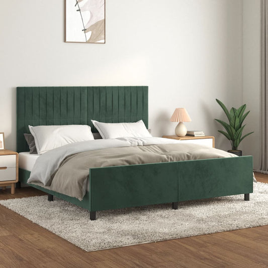 vidaXL Estructura cama con cabecero terciopelo verde oscuro 180x200 cm