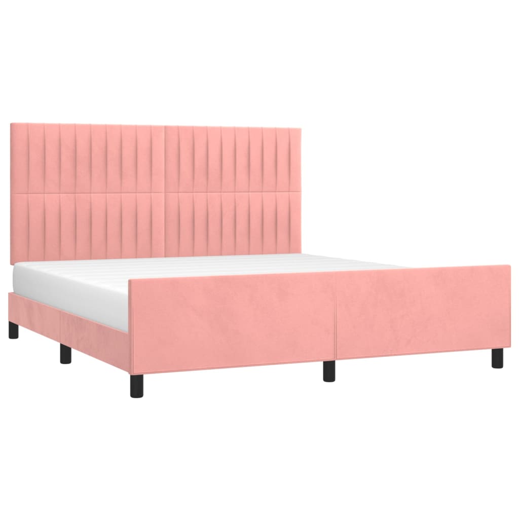 vidaXL Estructura de cama con cabecero de terciopelo rosa 180x200 cm