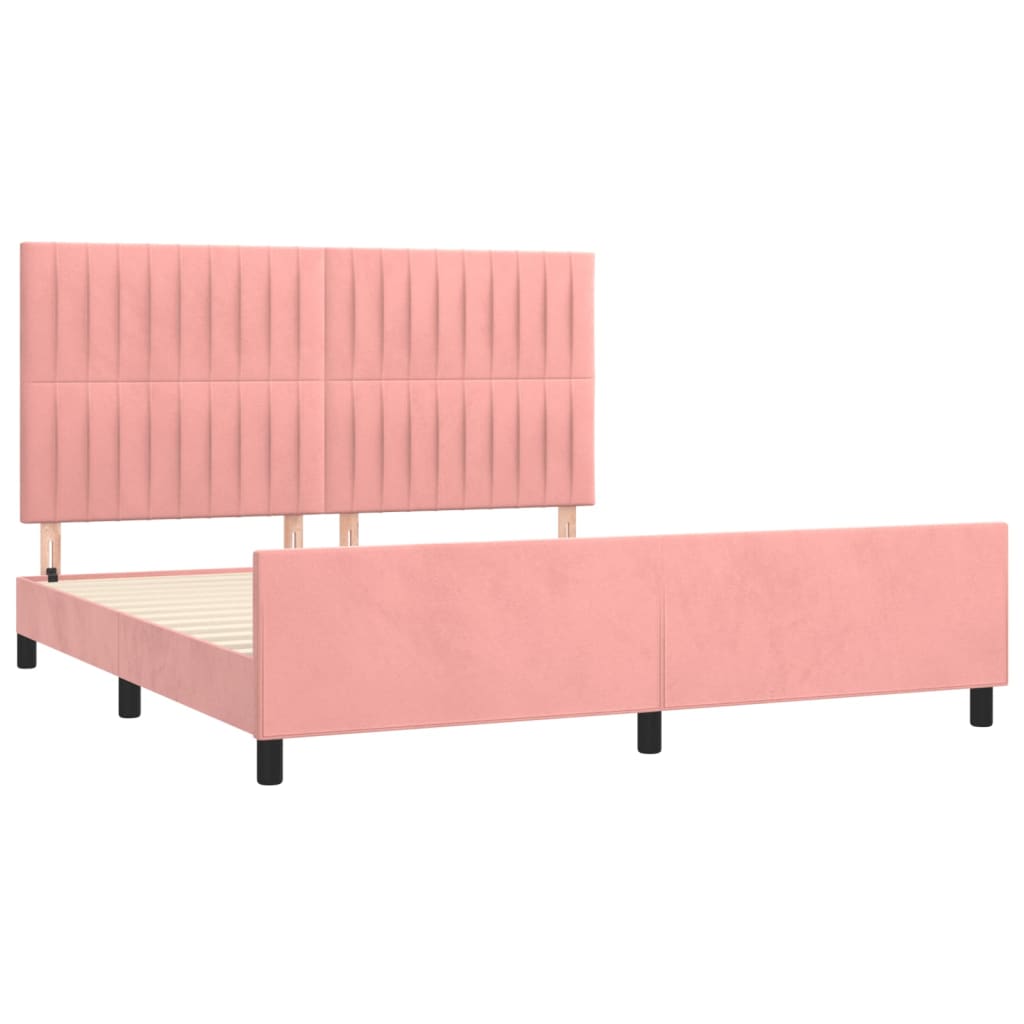 vidaXL Estructura de cama con cabecero de terciopelo rosa 180x200 cm