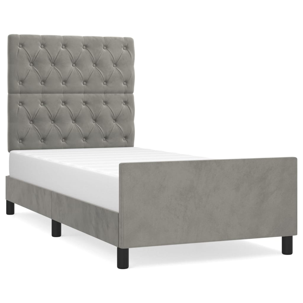 vidaXL Estructura de cama sin colchón terciopelo gris claro 80x200 cm