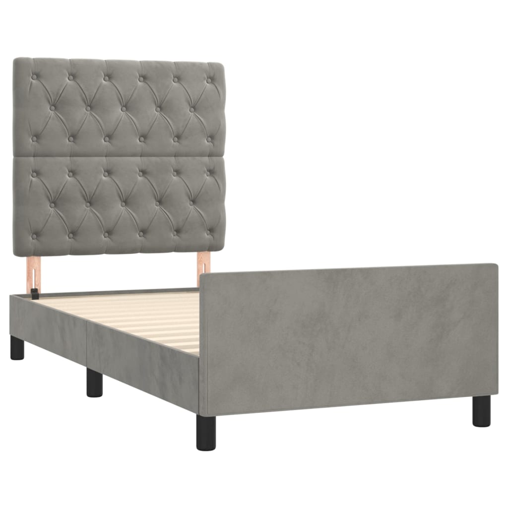 vidaXL Estructura de cama sin colchón terciopelo gris claro 80x200 cm