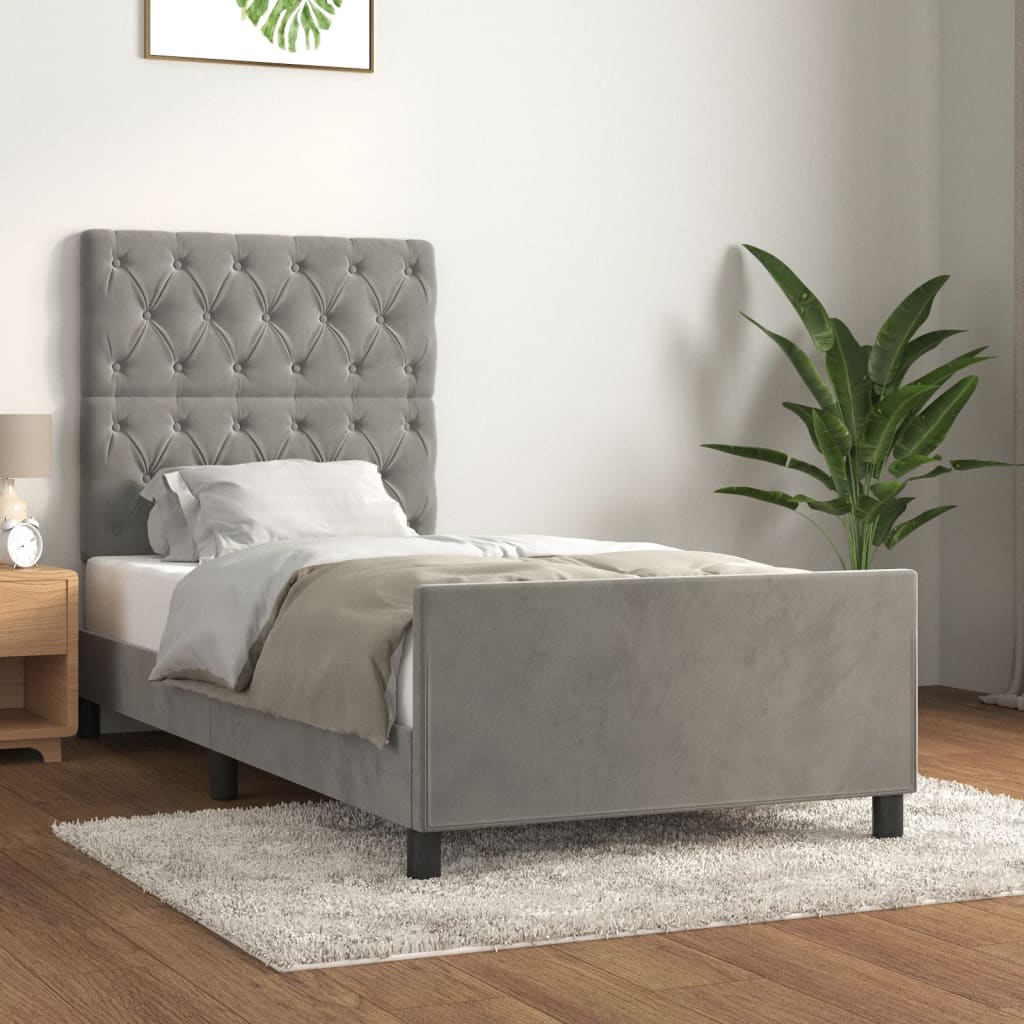 vidaXL Estructura de cama sin colchón terciopelo gris claro 80x200 cm