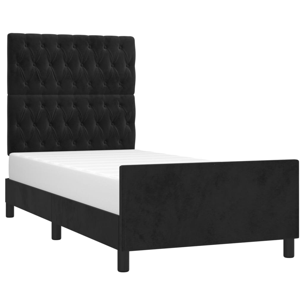 vidaXL Estructura de cama sin colchón terciopelo negro 90x190 cm