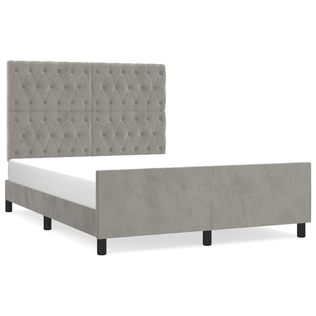 vidaXL Estructura de cama sin colchón terciopelo gris claro 140x190 cm