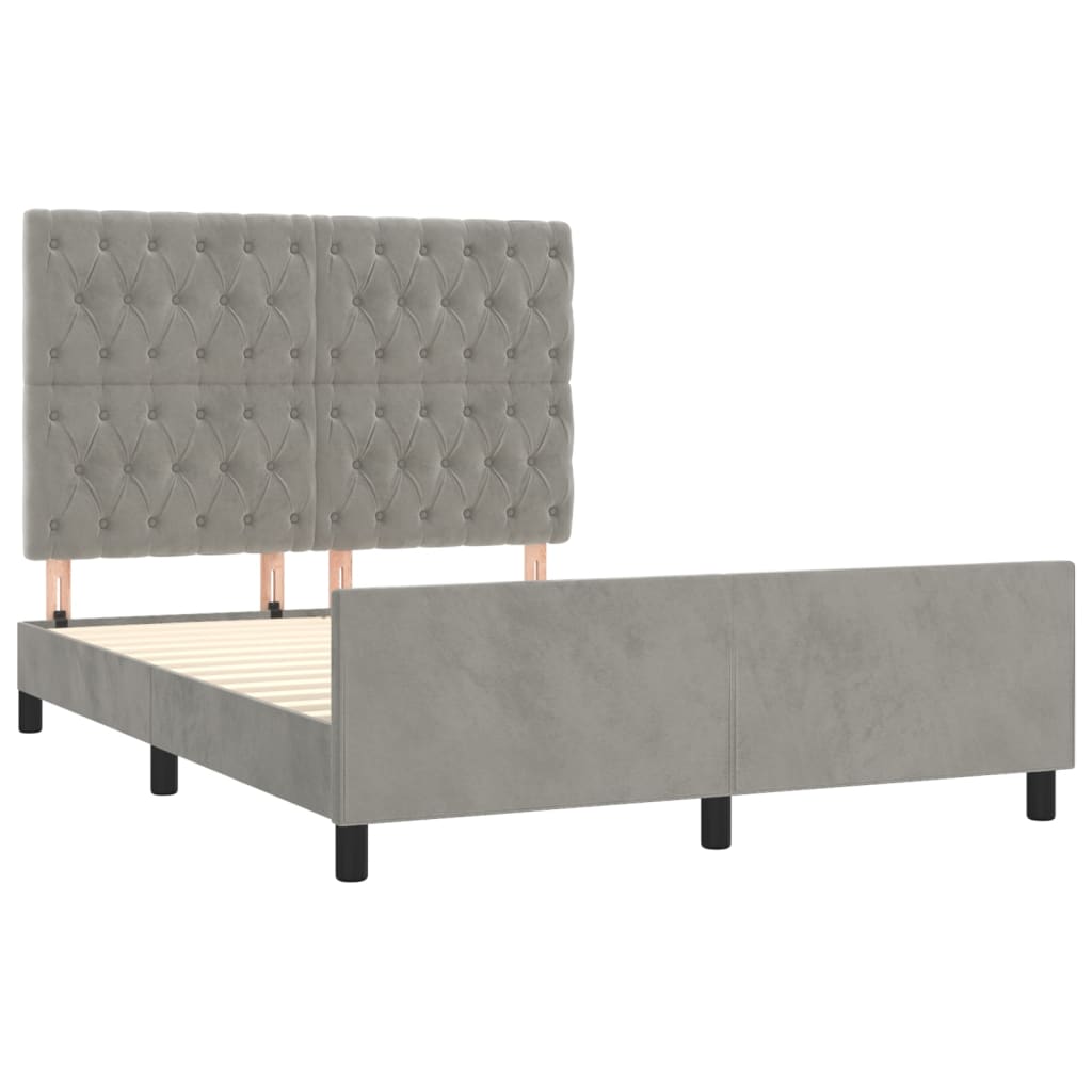 vidaXL Estructura de cama sin colchón terciopelo gris claro 140x190 cm