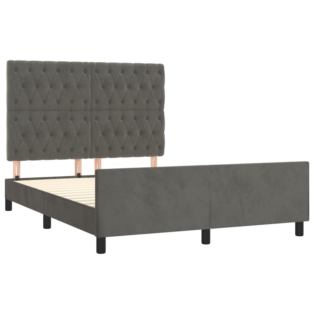 vidaXL Estructura de cama sin colchón terciopelo gris oscuro 140x190cm