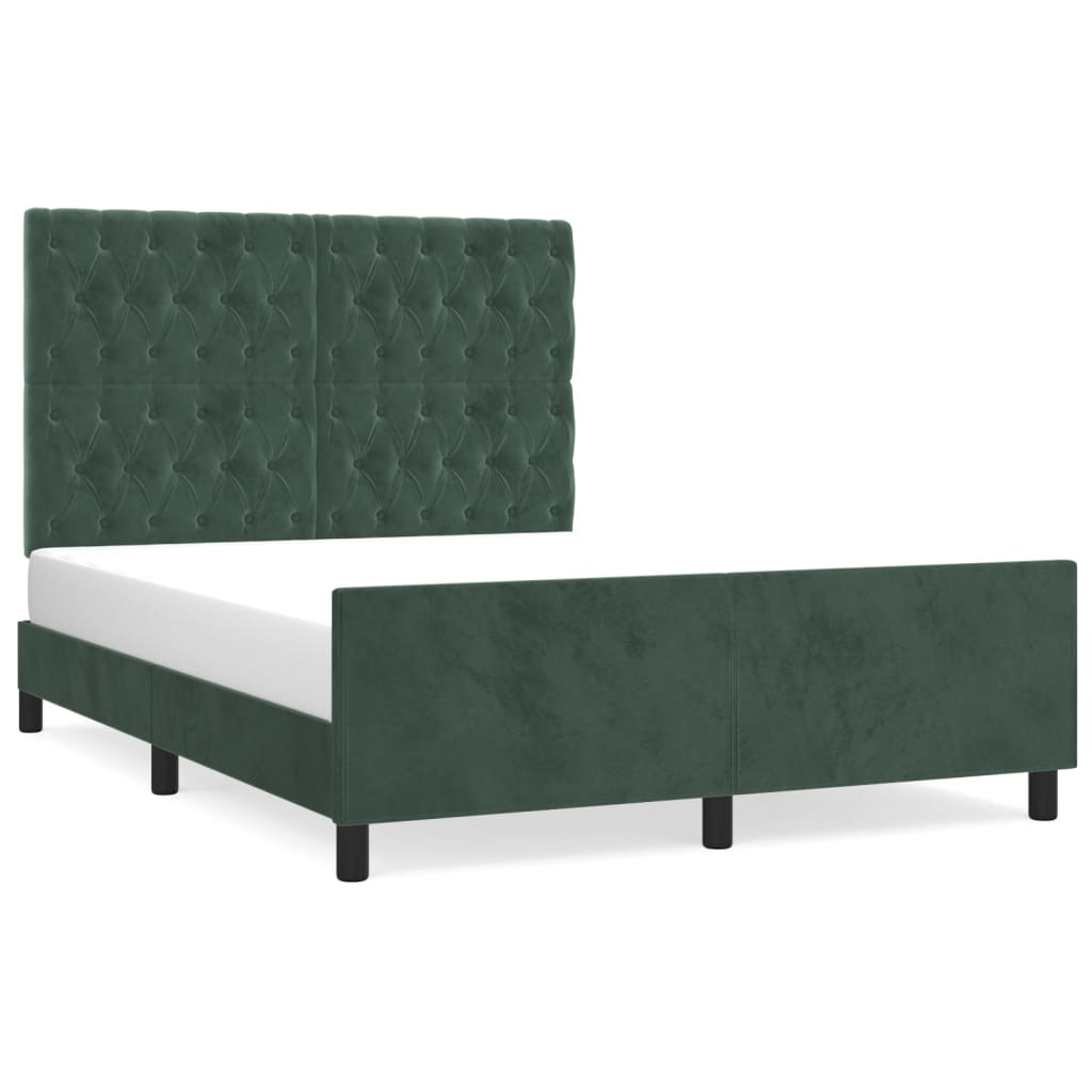 vidaXL Estructura cama sin colchón terciopelo verde oscuro 140x190 cm