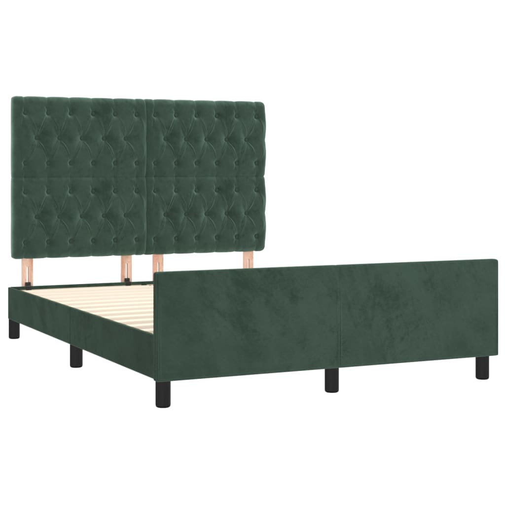 vidaXL Estructura cama sin colchón terciopelo verde oscuro 140x190 cm