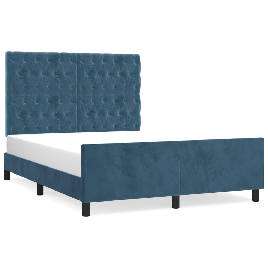 vidaXL Estructura de cama sin colchón terciopelo azul oscuro 140x190cm