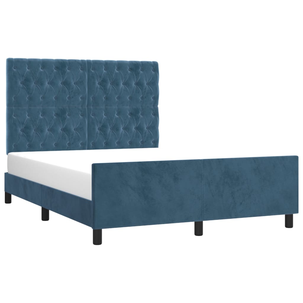 vidaXL Estructura de cama sin colchón terciopelo azul oscuro 140x190cm