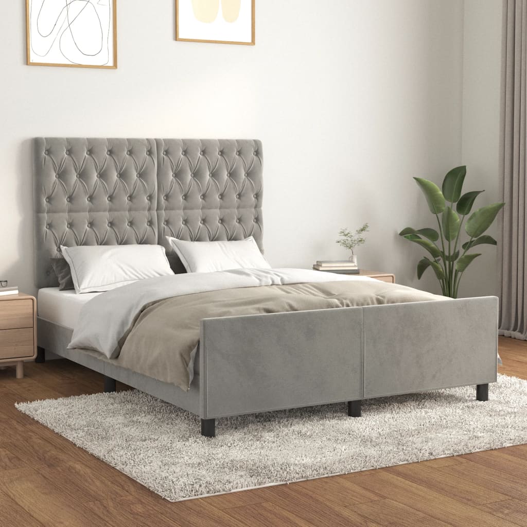 vidaXL Estructura de cama sin colchón terciopelo gris claro 140x200 cm