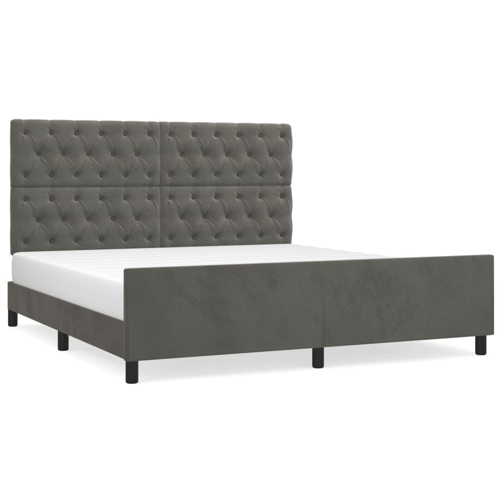 vidaXL Estructura de cama sin colchón terciopelo gris oscuro 160x200cm