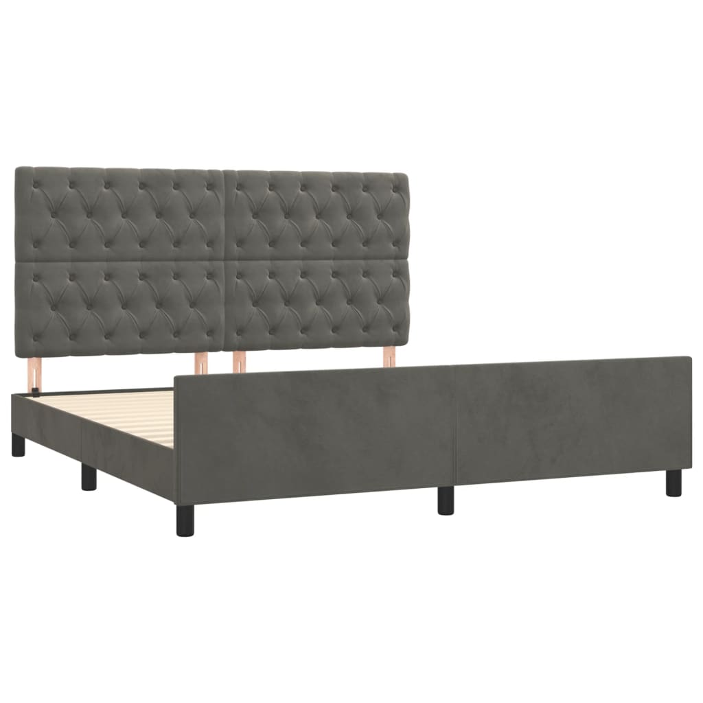 vidaXL Estructura de cama sin colchón terciopelo gris oscuro 160x200cm