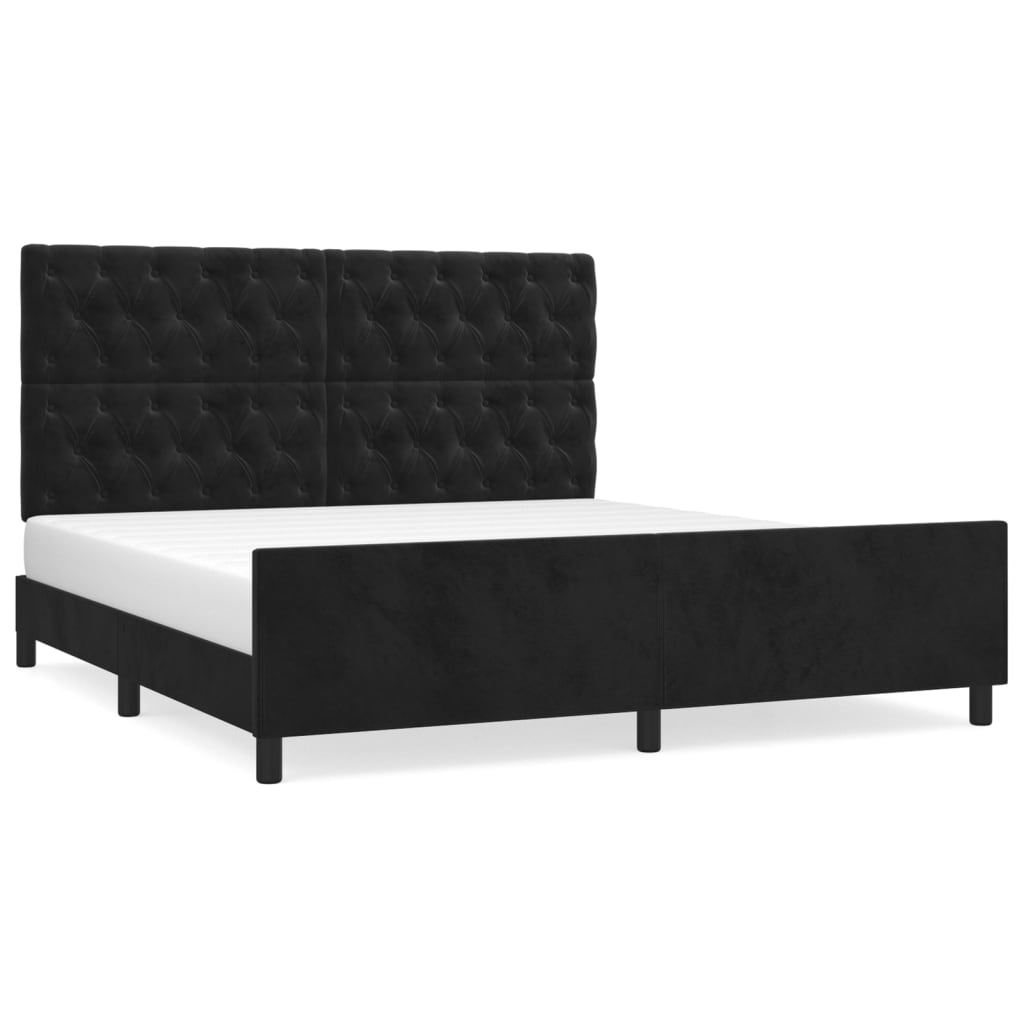 vidaXL Estructura de cama sin colchón terciopelo negro 160x200 cm