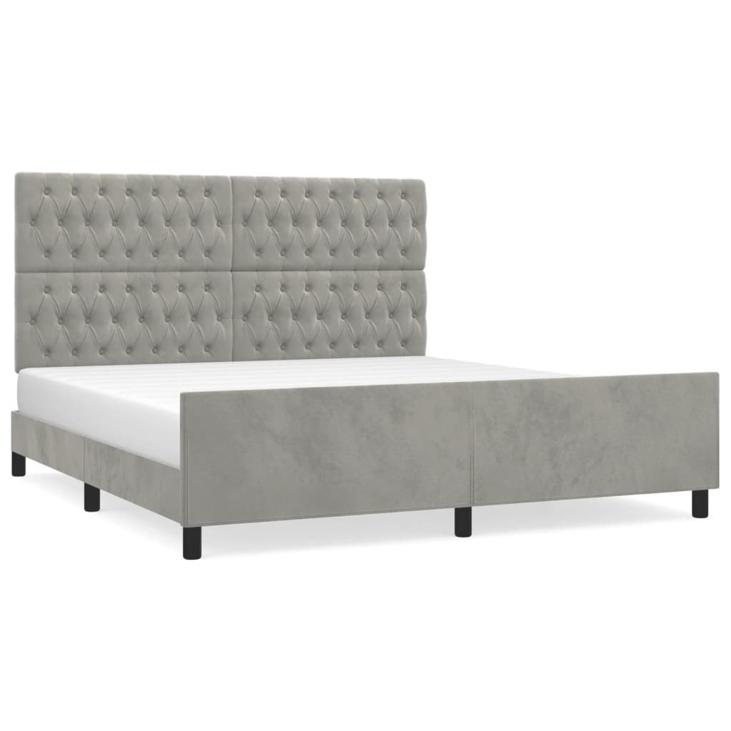 vidaXL Estructura de cama con cabecero terciopelo gris claro 180x200cm