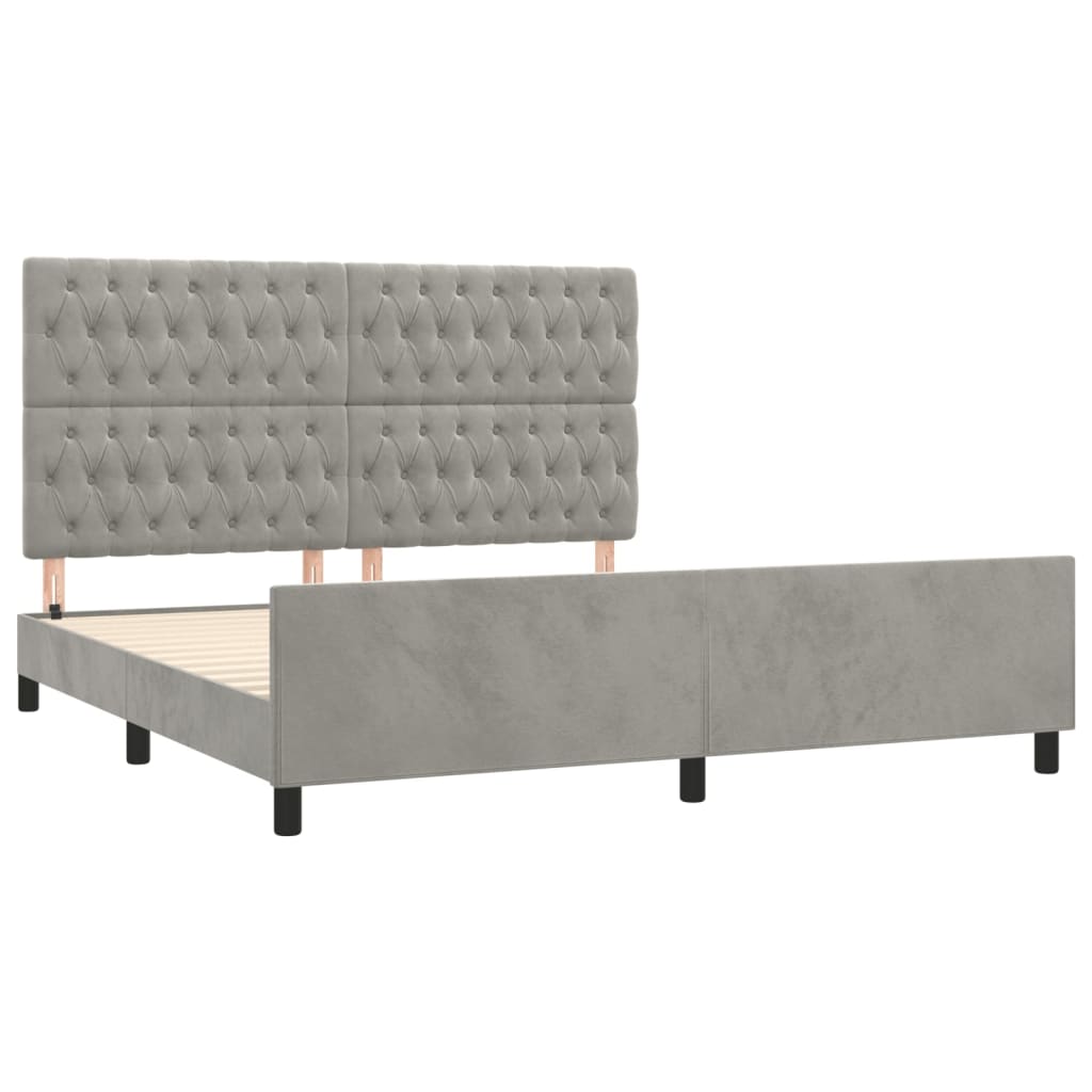 vidaXL Estructura de cama con cabecero terciopelo gris claro 180x200cm