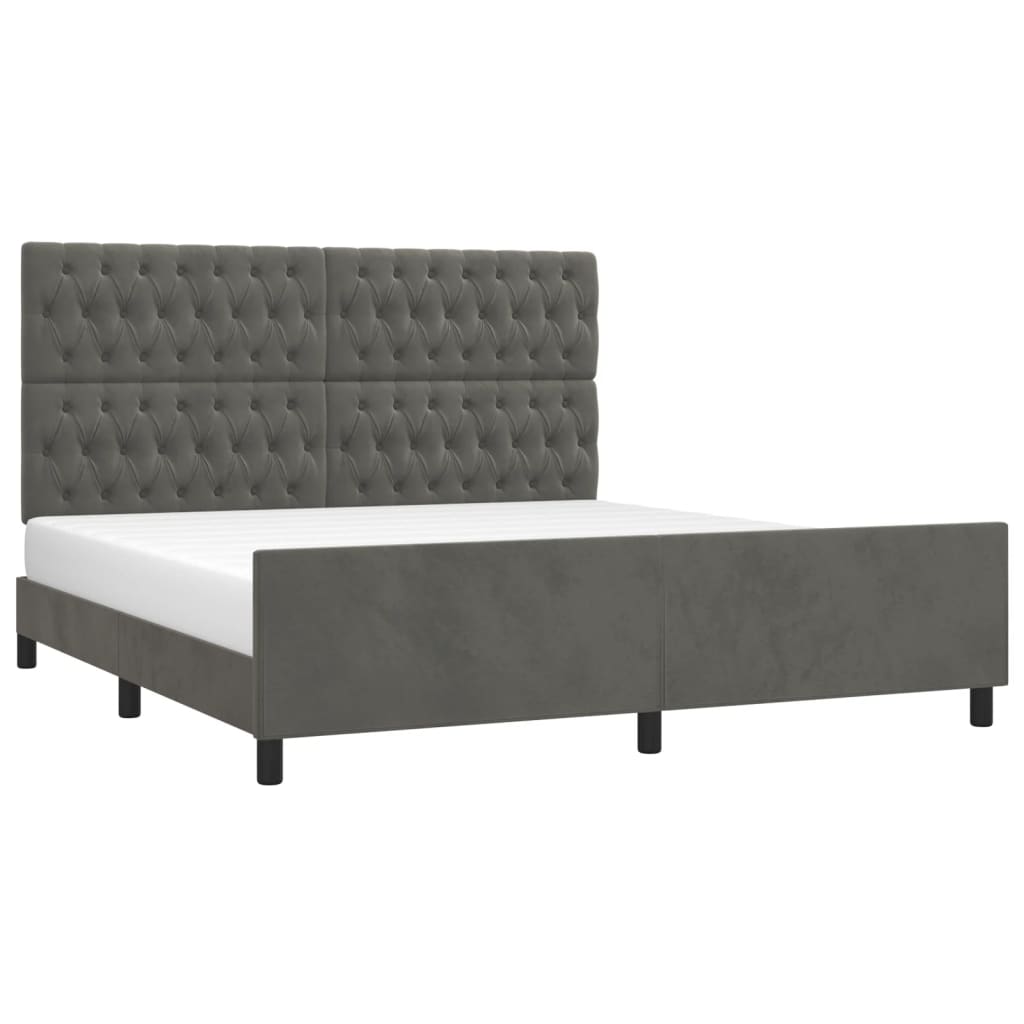 vidaXL Estructura cama con cabecero terciopelo gris oscuro 180x200 cm