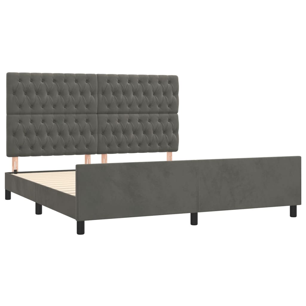 vidaXL Estructura cama con cabecero terciopelo gris oscuro 180x200 cm