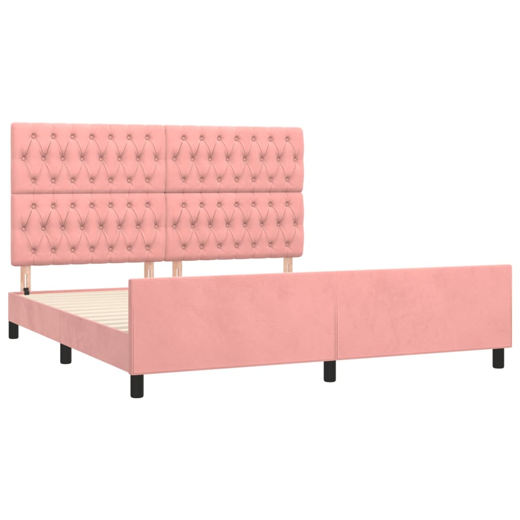 vidaXL Estructura de cama con cabecero de terciopelo rosa 180x200 cm