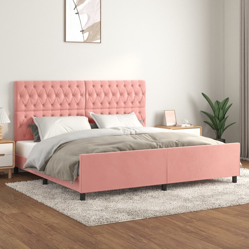 vidaXL Estructura cama sin colchón terciopelo rosa 200x200 cm