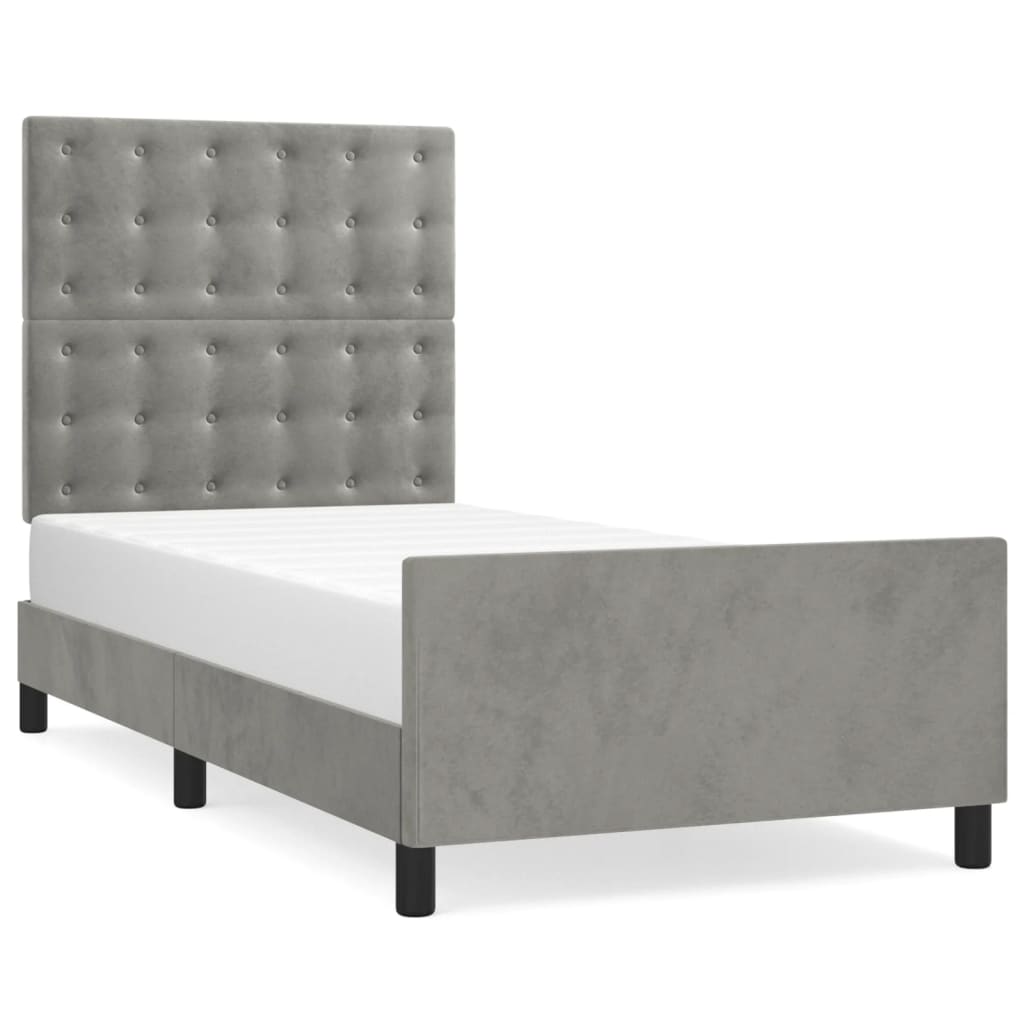 vidaXL Estructura de cama sin colchón terciopelo gris claro 80x200 cm