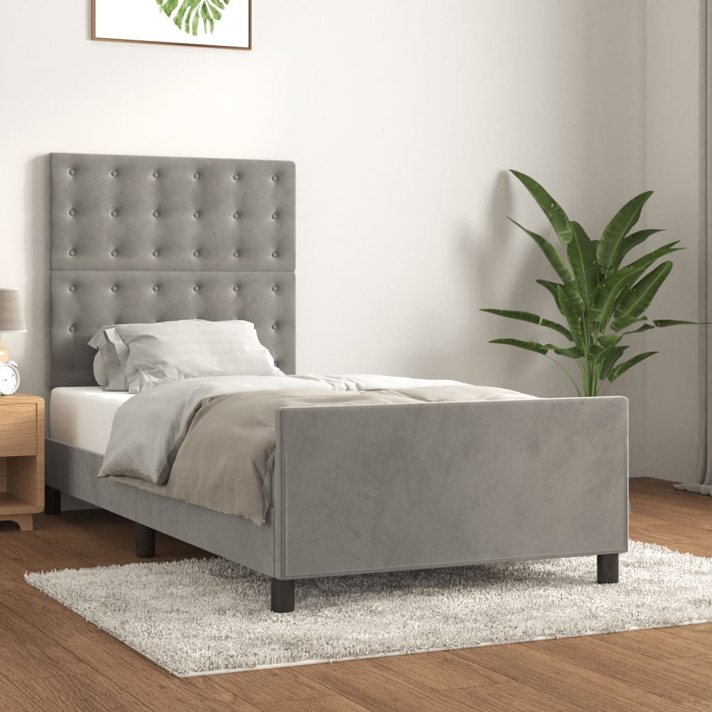 vidaXL Estructura de cama sin colchón terciopelo gris claro 80x200 cm