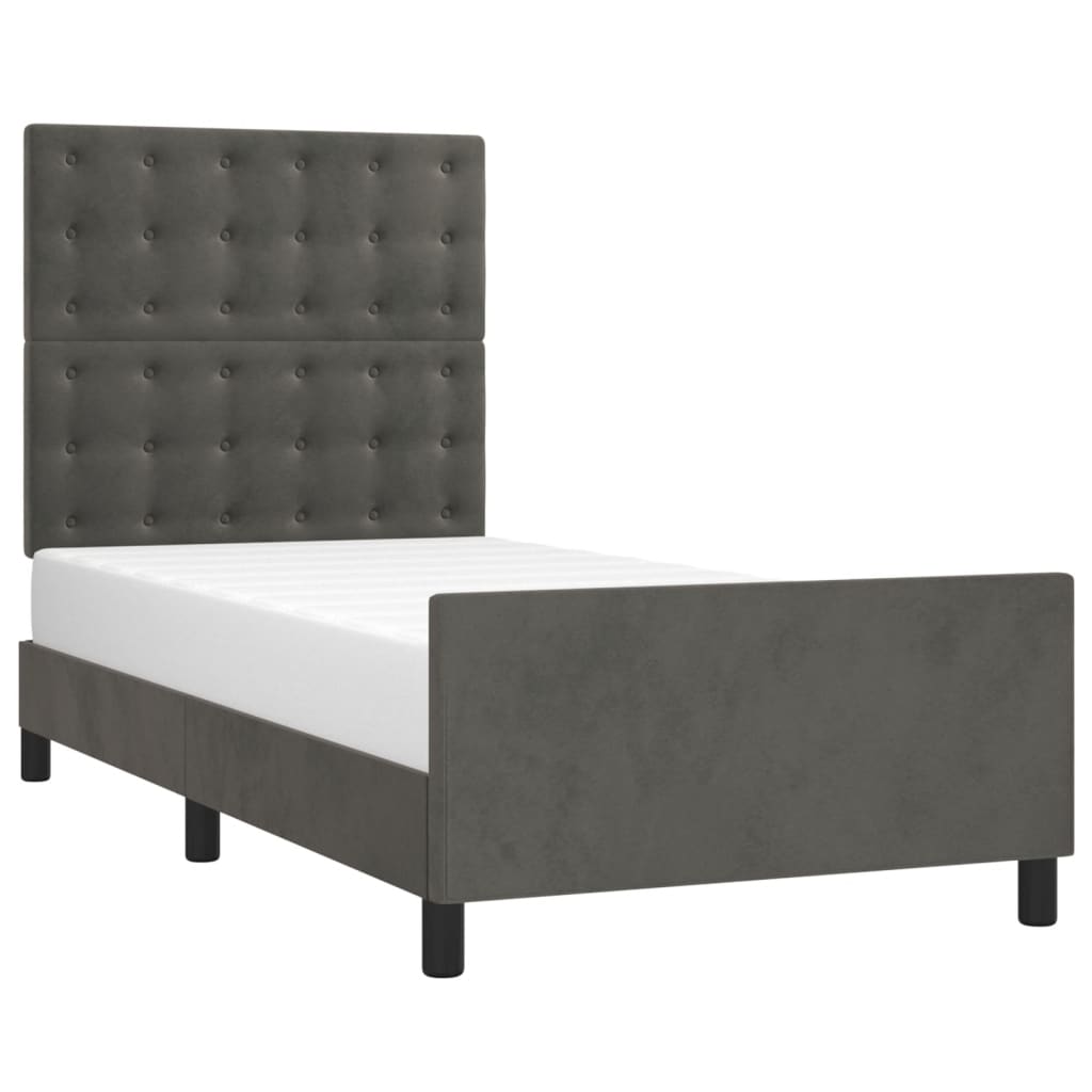 vidaXL Estructura de cama sin colchón terciopelo gris oscuro 80x200 cm