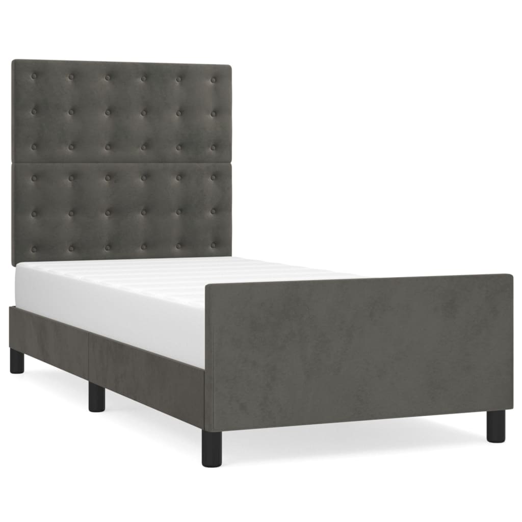 vidaXL Estructura de cama sin colchón terciopelo gris oscuro 80x200 cm