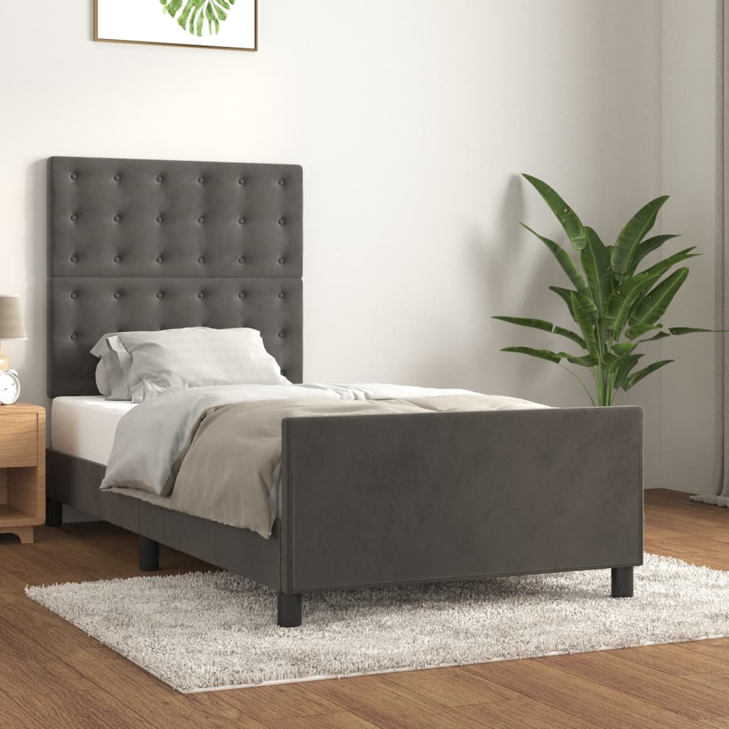 vidaXL Estructura de cama sin colchón terciopelo gris oscuro 80x200 cm