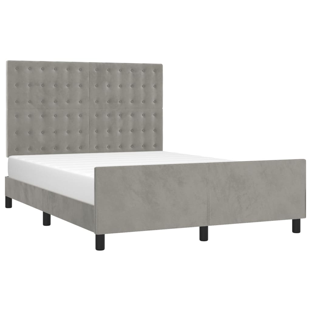 vidaXL Estructura de cama sin colchón terciopelo gris claro 140x190 cm