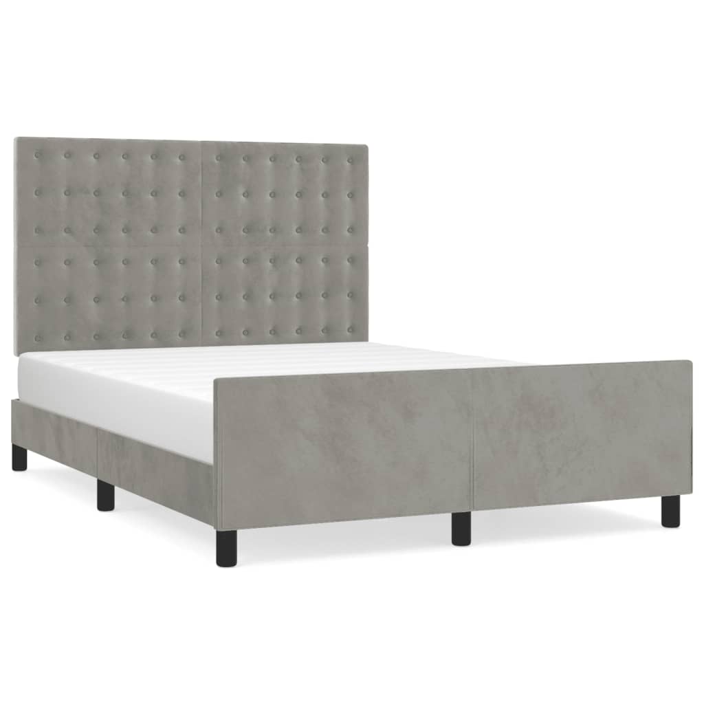 vidaXL Estructura de cama sin colchón terciopelo gris claro 140x190 cm