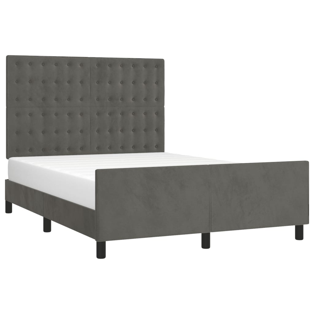 vidaXL Estructura de cama sin colchón terciopelo gris oscuro 140x190cm