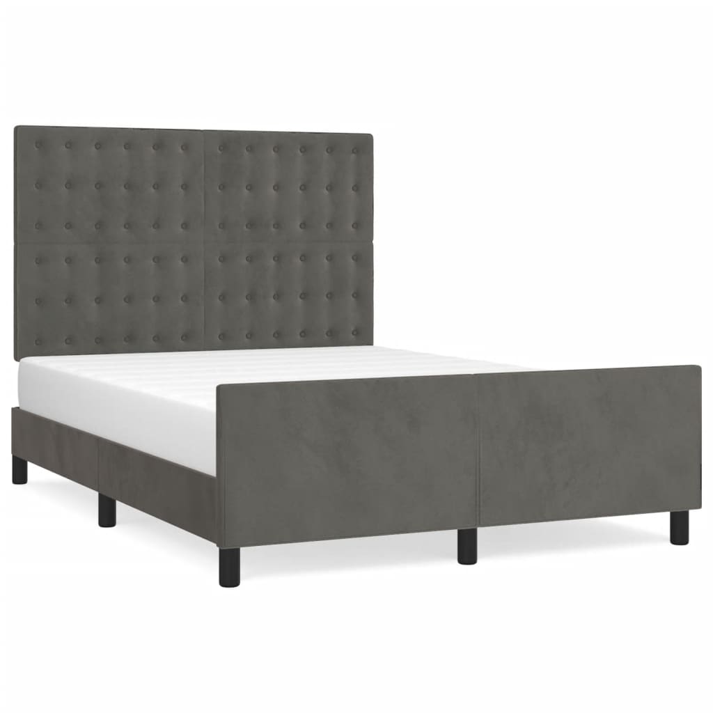 vidaXL Estructura de cama sin colchón terciopelo gris oscuro 140x190cm