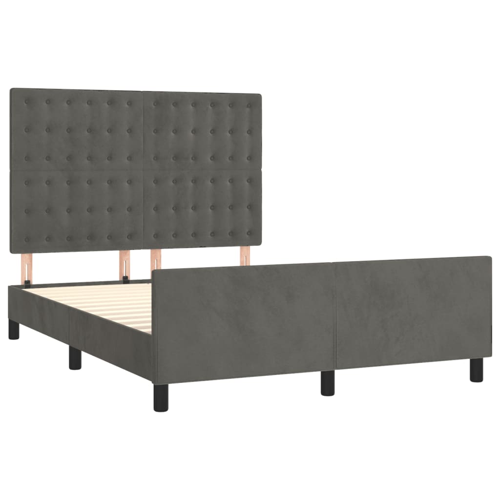 vidaXL Estructura de cama sin colchón terciopelo gris oscuro 140x190cm