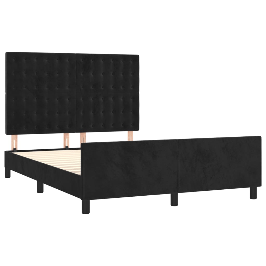 vidaXL Estructura de cama sin colchón terciopelo negro 140x190 cm