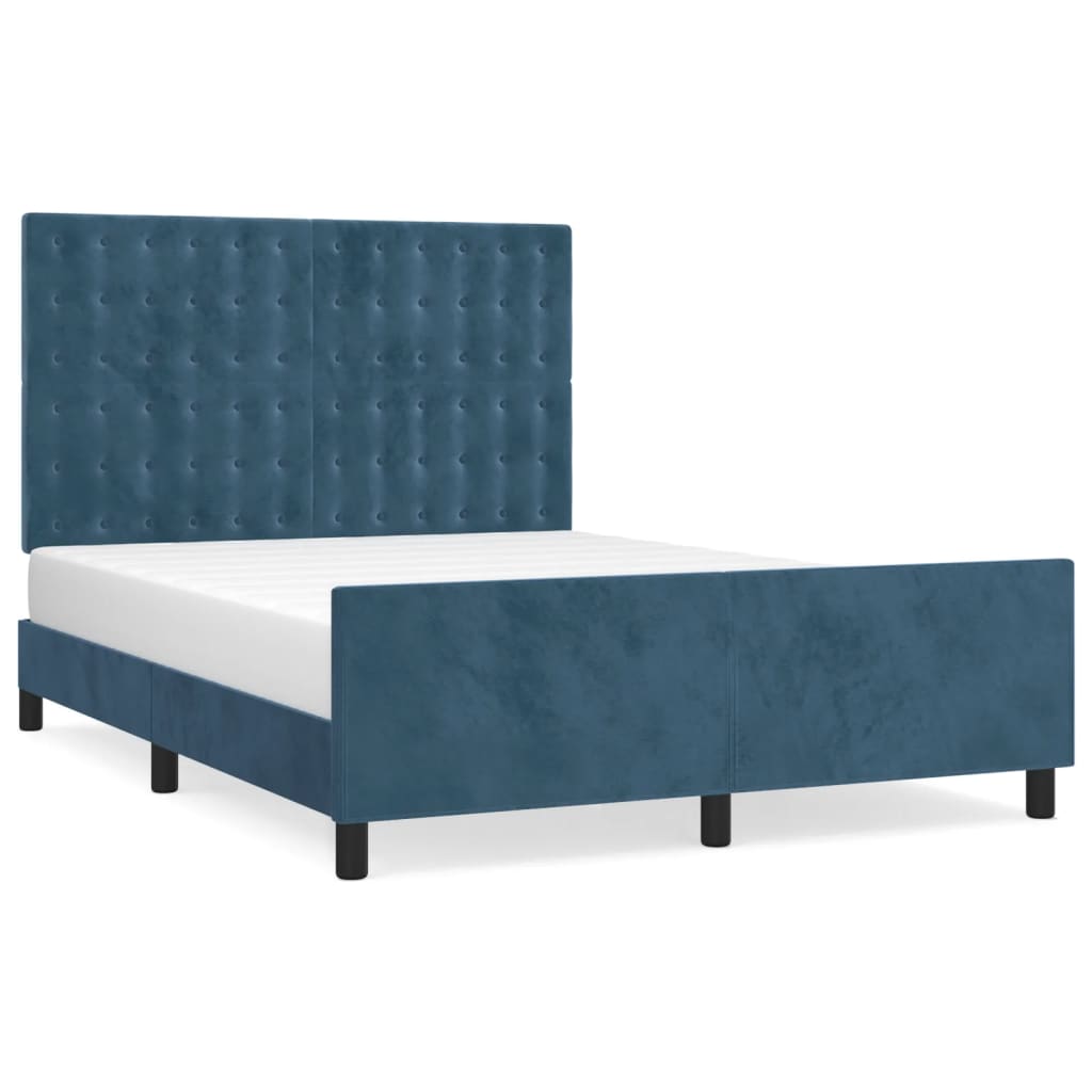 vidaXL Estructura de cama sin colchón terciopelo azul oscuro 140x190cm