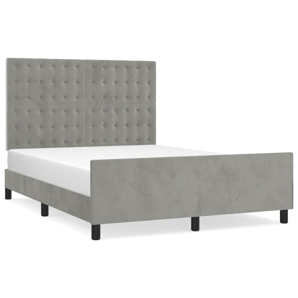 vidaXL Estructura de cama sin colchón terciopelo gris claro 140x200 cm