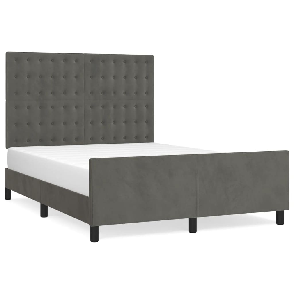 vidaXL Estructura de cama sin colchón terciopelo gris oscuro 140x200cm