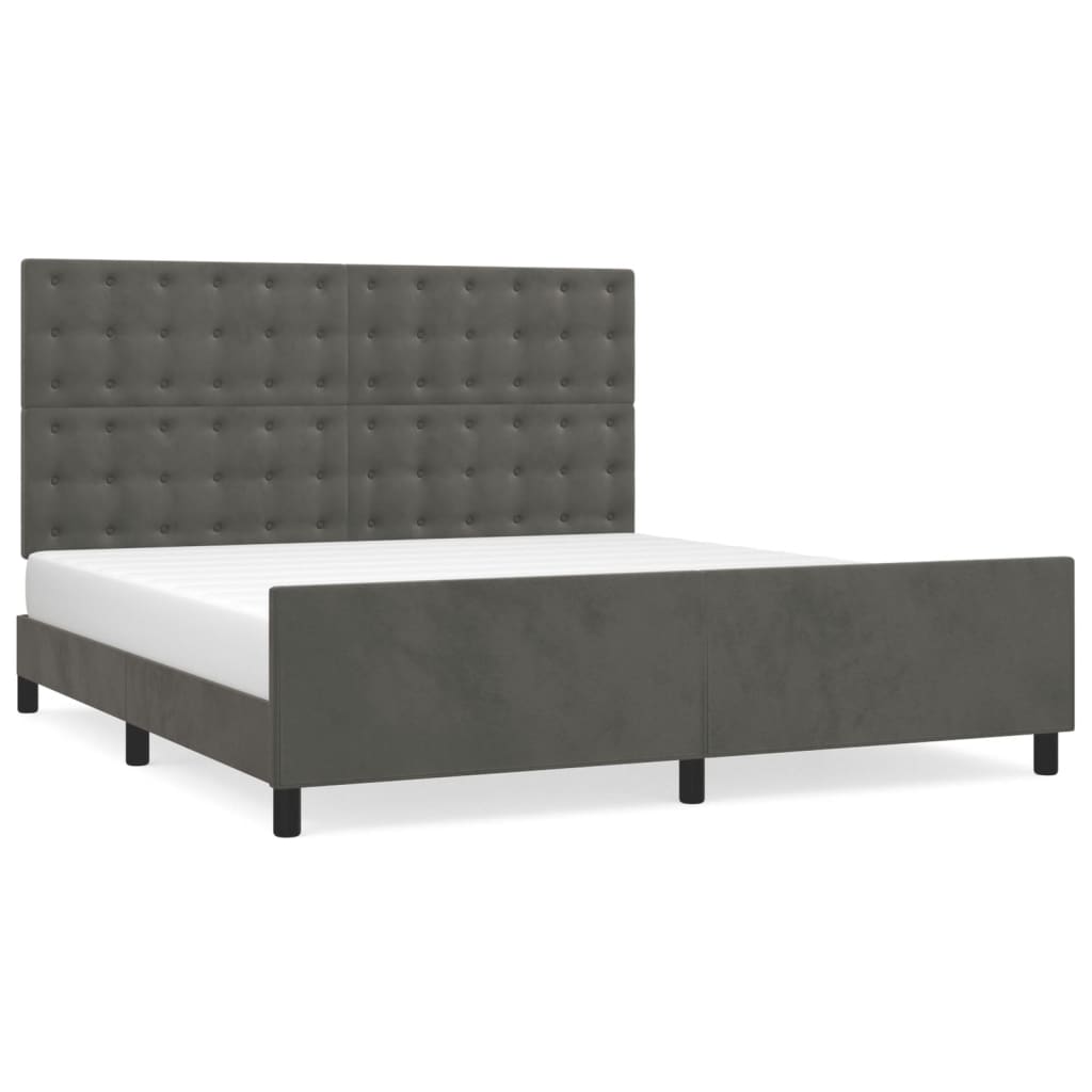 vidaXL Estructura cama con cabecero terciopelo gris oscuro 180x200 cm